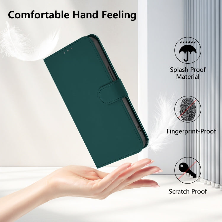 For iPhone 16e Skin Feel Solid Color Leather Phone Case with Lanyard(Dark Green) - iPhone 16e Cases by PMC TechLife | Online Shopping South Africa | PMC TechLife | Buy Now Pay Later Mobicred