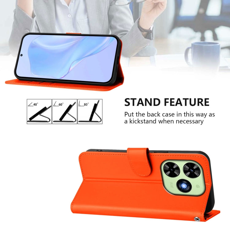 For Tecno Spark Go 2024 4G Skin Feel Solid Color Leather Phone Case with Lanyard(Orange) - Tecno Cases by PMC Jewellery | Online Shopping South Africa | PMC Jewellery | Buy Now Pay Later Mobicred