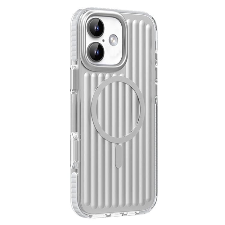 For iPhone 16 Mutural Corrugated Texture Magsafe Magnetic Shockproof Phone Case(Silver) - iPhone 16 Cases by Mutural | Online Shopping South Africa | PMC Jewellery | Buy Now Pay Later Mobicred