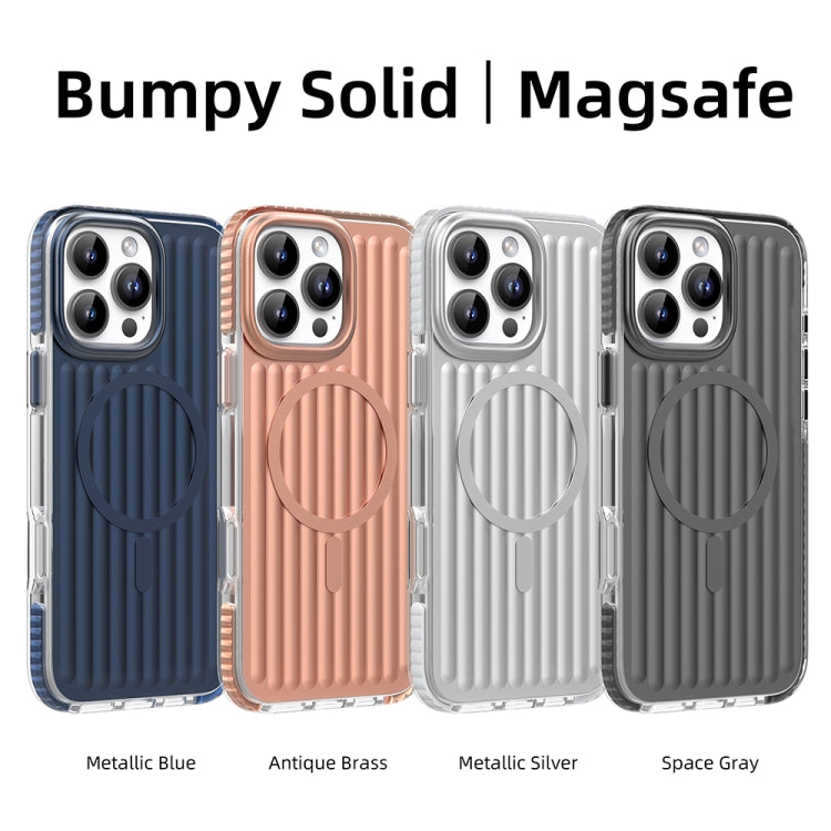 For iPhone 16 Pro Mutural Corrugated Texture Magsafe Magnetic Shockproof Phone Case(Blue) - iPhone 16 Pro Cases by Mutural | Online Shopping South Africa | PMC Jewellery | Buy Now Pay Later Mobicred