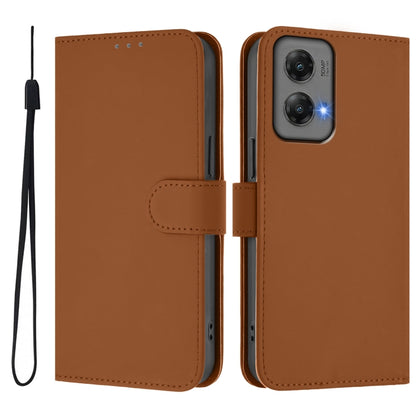 For Motorola Moto G Stylus 5G 2024 Skin Feel Solid Color Leather Phone Case with Lanyard(Brown) - Motorola Cases by PMC Jewellery | Online Shopping South Africa | PMC Jewellery | Buy Now Pay Later Mobicred