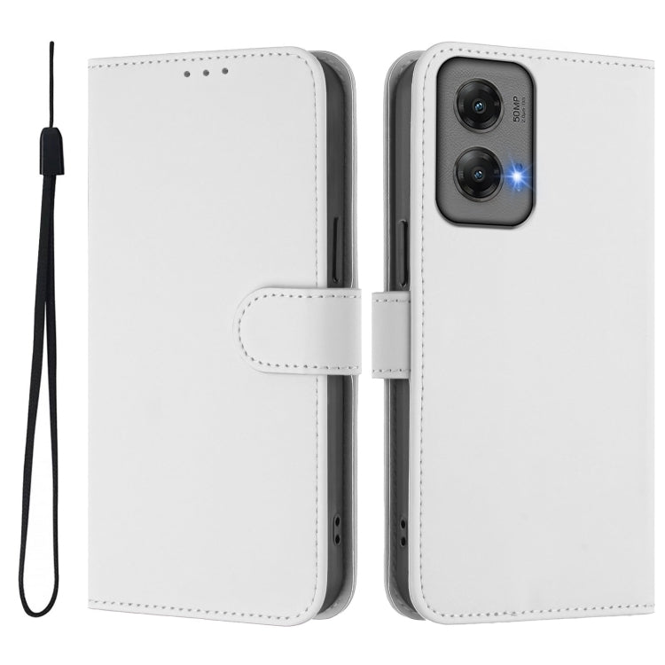 For Motorola Moto G Stylus 5G 2024 Skin Feel Solid Color Leather Phone Case with Lanyard(White) - Motorola Cases by PMC Jewellery | Online Shopping South Africa | PMC Jewellery | Buy Now Pay Later Mobicred