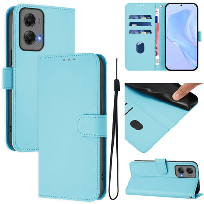 For Motorola Moto G Stylus 5G 2024 Skin Feel Solid Color Leather Phone Case with Lanyard(Sky Blue) - Motorola Cases by PMC Jewellery | Online Shopping South Africa | PMC Jewellery | Buy Now Pay Later Mobicred