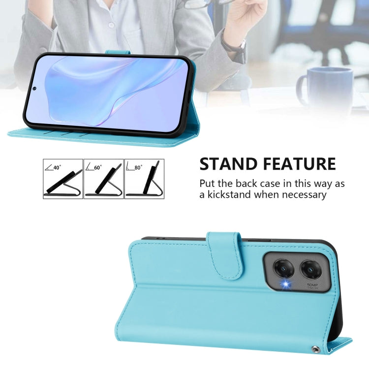 For Motorola Moto G Stylus 5G 2024 Skin Feel Solid Color Leather Phone Case with Lanyard(Sky Blue) - Motorola Cases by PMC Jewellery | Online Shopping South Africa | PMC Jewellery | Buy Now Pay Later Mobicred