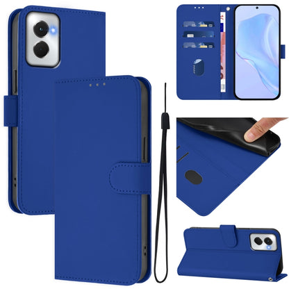 For Motorola Moto G Power 5G 2024 Skin Feel Solid Color Leather Phone Case with Lanyard(Dark Blue) - Motorola Cases by PMC Jewellery | Online Shopping South Africa | PMC Jewellery | Buy Now Pay Later Mobicred