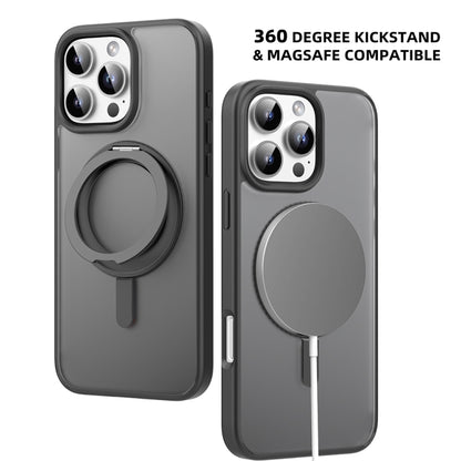 For iPhone 16 Mutural Armor Series MagSafe Magnetic Holder Phone Case(Black) - iPhone 16 Cases by Mutural | Online Shopping South Africa | PMC Jewellery | Buy Now Pay Later Mobicred