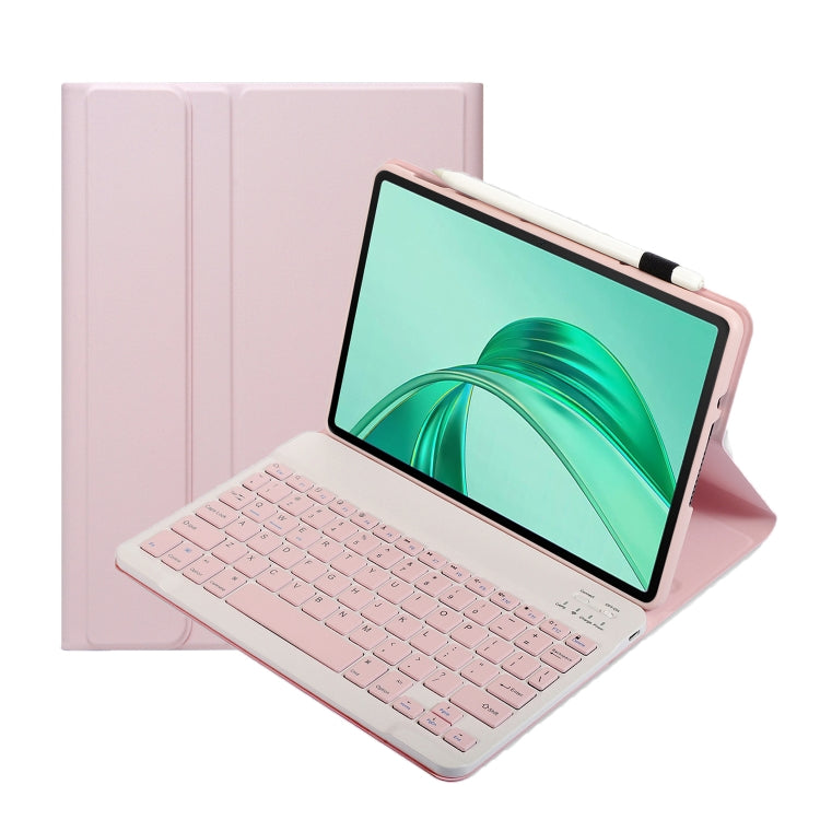 For Honor Pad X8a / X9 2024 AH25 Ultra-thin Detachable Bluetooth Keyboard Leather Tablet Case(Pink White) - Huawei Keyboard by PMC Jewellery | Online Shopping South Africa | PMC Jewellery | Buy Now Pay Later Mobicred