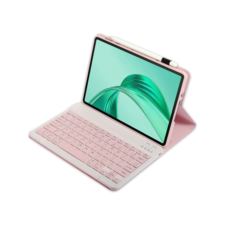 For Honor Pad X8a / X9 2024 AH25 Ultra-thin Detachable Bluetooth Keyboard Leather Tablet Case(Pink White) - Huawei Keyboard by PMC Jewellery | Online Shopping South Africa | PMC Jewellery | Buy Now Pay Later Mobicred