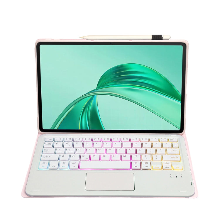 For Honor Pad X8a / X9 2024 AH25-AS Ultra-thin Detachable Backlight Bluetooth Keyboard Leather Tablet Case with Touchpad(Pink White) - Huawei Keyboard by PMC Jewellery | Online Shopping South Africa | PMC Jewellery | Buy Now Pay Later Mobicred