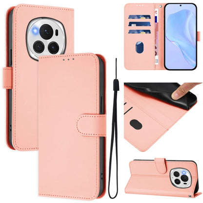 For Honor Magic6 Pro Skin Feel Solid Color Leather Phone Case with Lanyard(Pink) - Honor Cases by PMC Jewellery | Online Shopping South Africa | PMC Jewellery | Buy Now Pay Later Mobicred