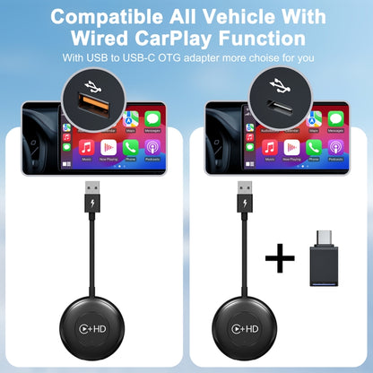 USB and HDMI Wired to Wireless CarPlay Auto Adapter, Specification:Round(Carbon Fiber) - Bluetooth Adapters by PMC Jewellery | Online Shopping South Africa | PMC Jewellery | Buy Now Pay Later Mobicred