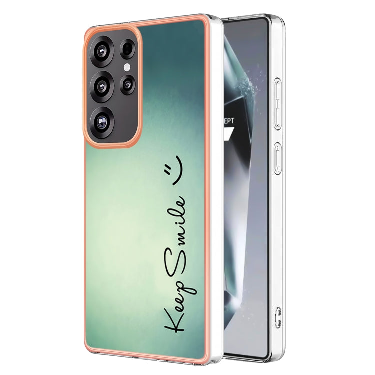 For Samsung Galaxy S25 Ultra 5G Electroplating Marble Dual-side IMD Phone Case(Smile) - Galaxy S25 Ultra 5G Cases by PMC Jewellery | Online Shopping South Africa | PMC Jewellery | Buy Now Pay Later Mobicred