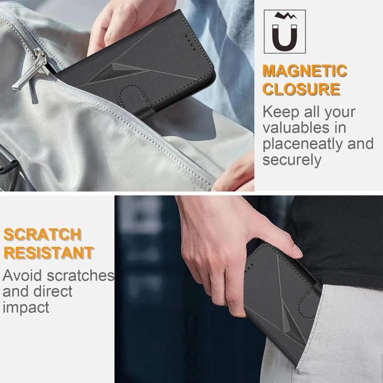 For iPhone 17 Triangle Pattern Buckle Clasp Leather Phone Case(Black) - free shipping - PMc TechLife - Order now!