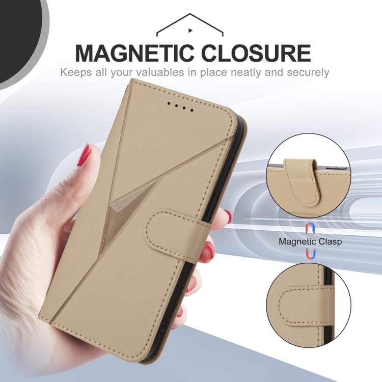 For iPhone 17 Triangle Pattern Buckle Clasp Leather Phone Case(Gold) - free shipping - PMc TechLife - Order now!