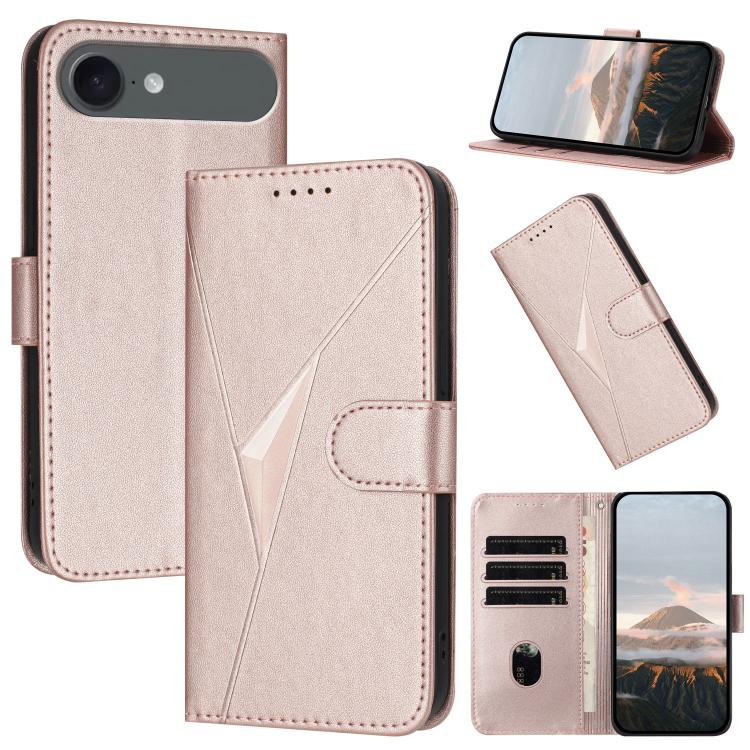 For iPhone 17 Air Triangle Pattern Buckle Clasp Leather Phone Case(Rose Gold) - free shipping - PMc TechLife - Order now!