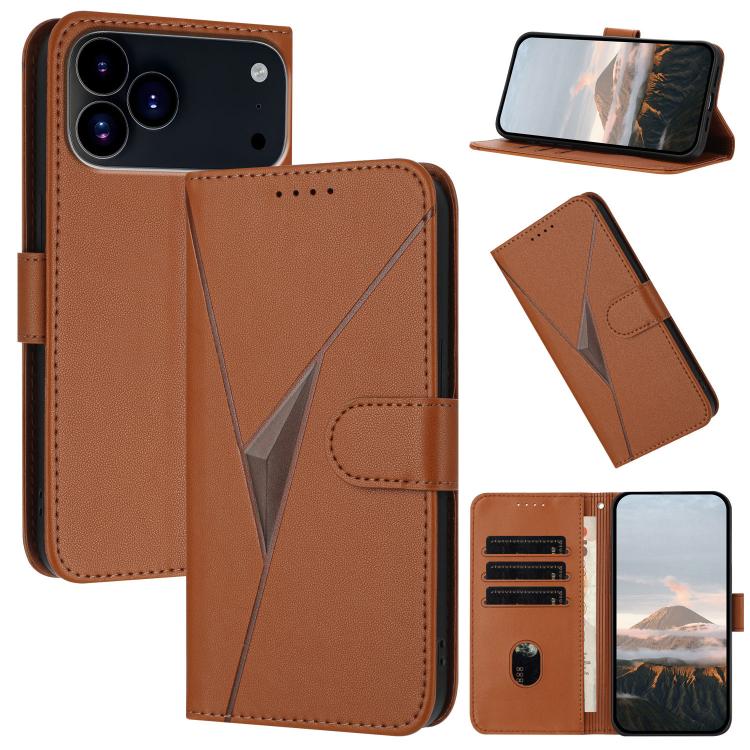 For iPhone 17 Pro Max Triangle Pattern Buckle Clasp Leather Phone Case(Brown) - free shipping - PMc TechLife - Order now!