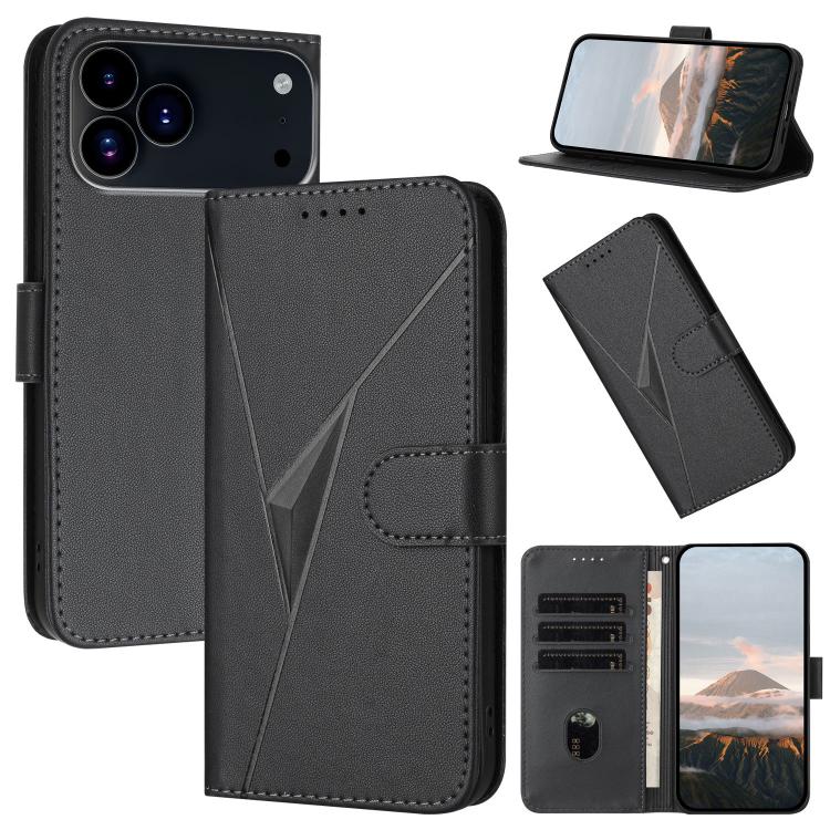For iPhone 17 Pro Triangle Pattern Buckle Clasp Leather Phone Case(Black) - free shipping - PMc TechLife - Order now!