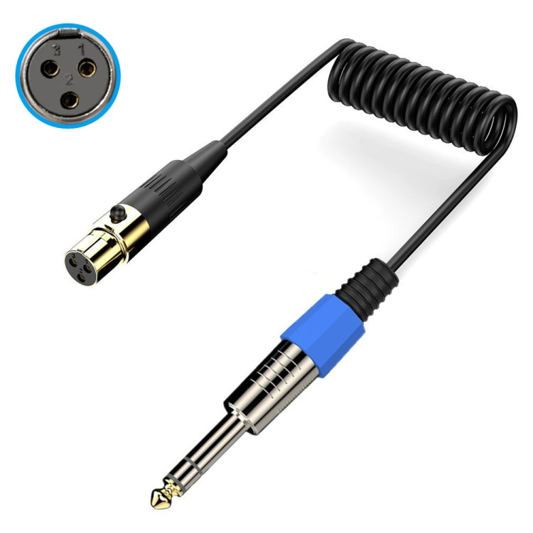 Mini 3 Pin XLR to 6.35mm Stereo Microphone Aux Audio Cable Coiled Adapter Cable, Length: 0.5m(Black) - Microphone Audio Cable & Connector by PMC TechLife | Online Shopping South Africa | PMC TechLife | Buy Now Pay Later Mobicred