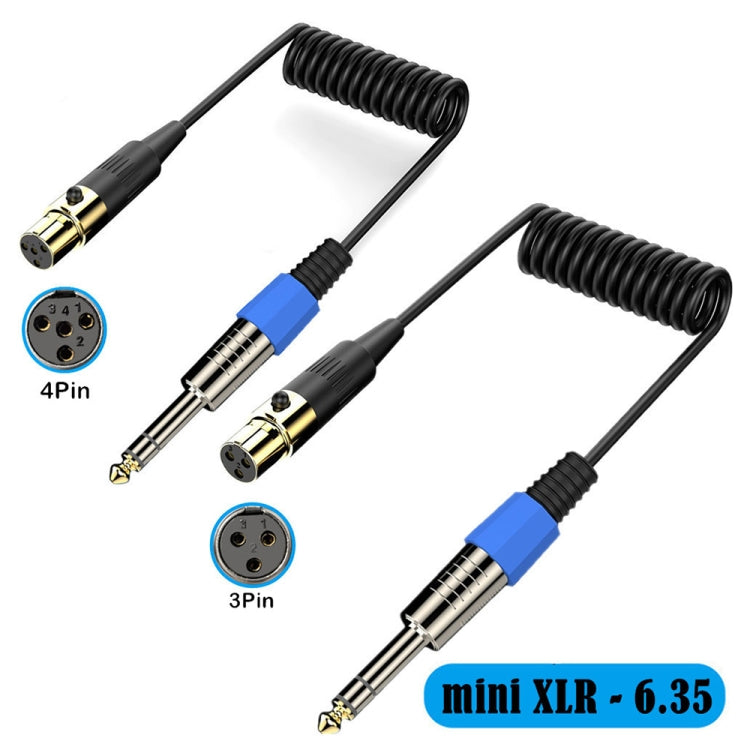 Mini 3 Pin XLR to 6.35mm Stereo Microphone Aux Audio Cable Coiled Adapter Cable, Length: 0.5m(Black) - Microphone Audio Cable & Connector by PMC TechLife | Online Shopping South Africa | PMC TechLife | Buy Now Pay Later Mobicred