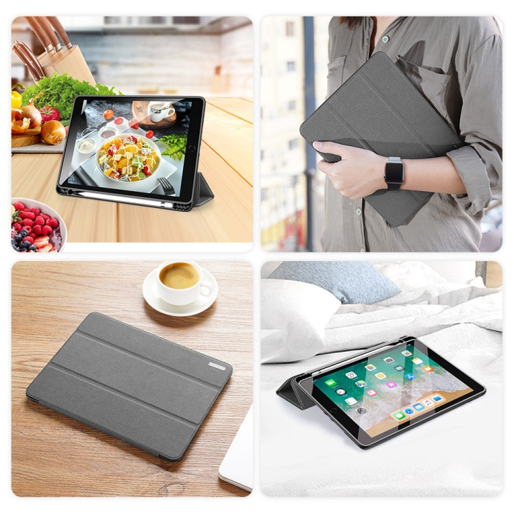 For iPad 9.7 inch(2017)/9.7 inch(2018)/iPad 6 DUX DUCIS Domo Series Horizontal Flip Magnetic PU Leather Case with Three-folding Holder & Pen Slot(Gray) - iPad 9.7 (2018) & (2017) Cases by DUX DUCIS | Online Shopping South Africa | PMC Jewellery | Buy Now Pay Later Mobicred