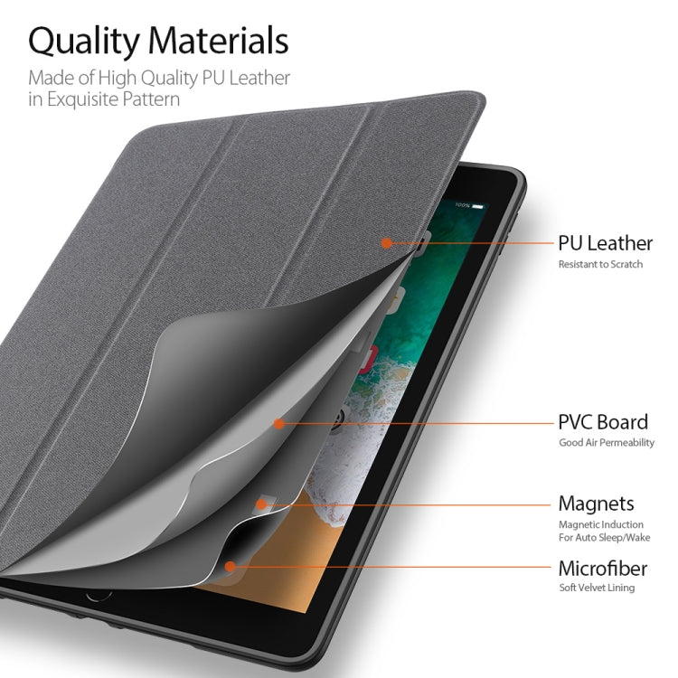 For iPad 9.7 inch(2017)/9.7 inch(2018)/iPad 6 DUX DUCIS Domo Series Horizontal Flip Magnetic PU Leather Case with Three-folding Holder & Pen Slot(Gray) - iPad 9.7 (2018) & (2017) Cases by DUX DUCIS | Online Shopping South Africa | PMC Jewellery | Buy Now Pay Later Mobicred