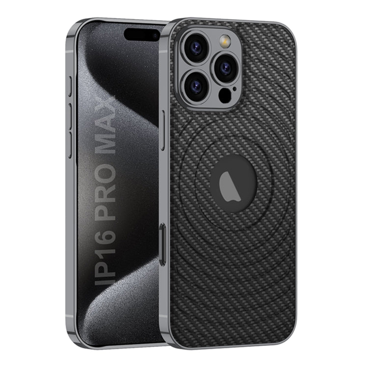 For iPhone 16 Pro Max GKK Plating Leather Wave MagSafe Phone Case(Carbon Fiber) - free shipping - PMC Jewellery - Order now!