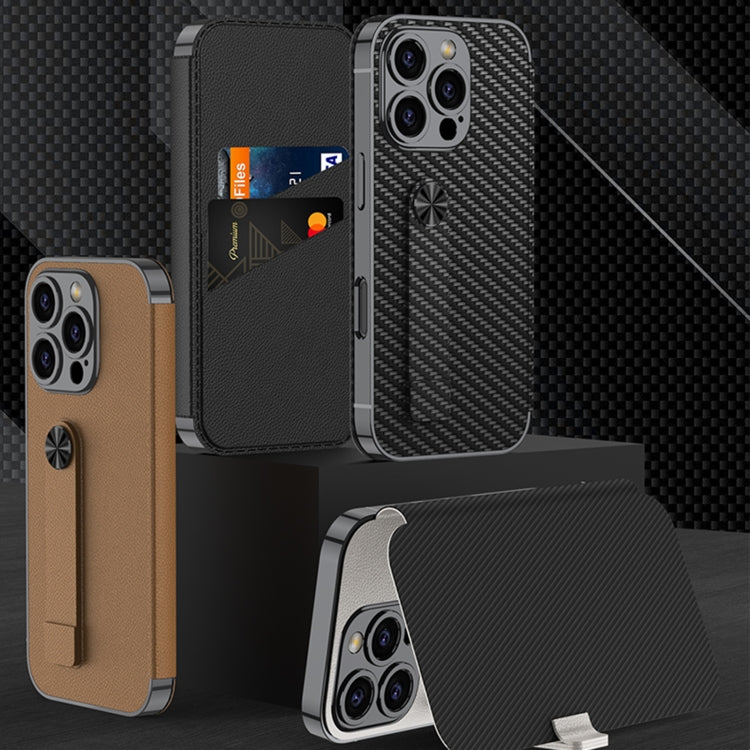 For iPhone 16 Pro GKK Plating Phantom Flip Leather MagSafe Phone Case(Brown) - iPhone 16 Pro Cases by GKK | Online Shopping South Africa | PMC Jewellery | Buy Now Pay Later Mobicred