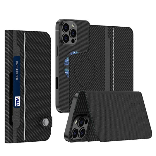 For iPhone 16 Pro Max GKK Detachable Flip Leather MagSafe Phone Case(Carbon Fiber) - iPhone 16 Pro Max Cases by GKK | Online Shopping South Africa | PMC Jewellery | Buy Now Pay Later Mobicred