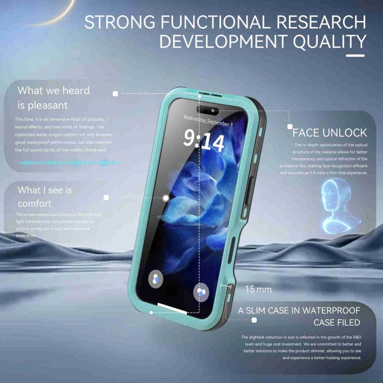 For iPhone 16 Plus RedPepper IP68 Waterproof Triple-proof MagSafe Phone Case(Black Blue) - free shipping - PMC Jewellery - Order now!