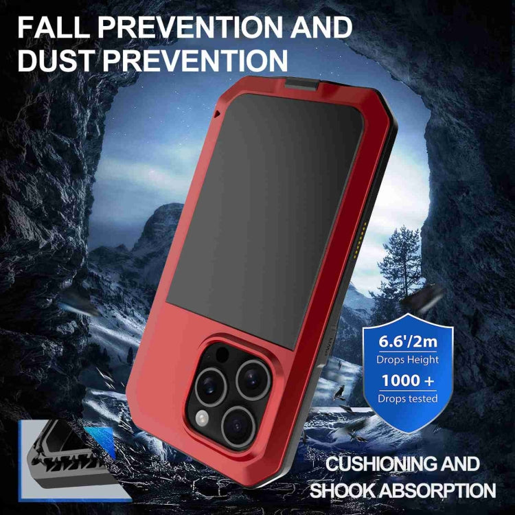 For iPhone 16 Pro RedPepper Triple-proof Metal Phone Case(Red) - iPhone 16 Pro Cases by RedPepper | Online Shopping South Africa | PMC Jewellery | Buy Now Pay Later Mobicred