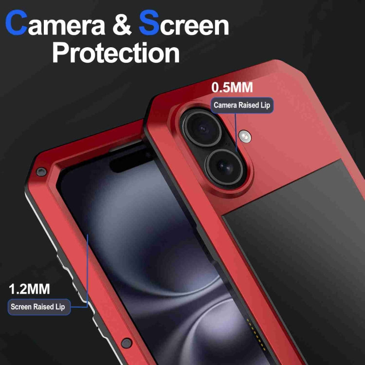 For iPhone 16 Plus RedPepper Triple-proof Metal Phone Case(Red) - free shipping - PMC Jewellery - Order now!