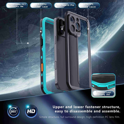 For iPhone 16 Pro Max RedPepper Transparent Dot IP68 Waterproof Triple-proof Phone Case(Black Blue) - iPhone 16 Pro Max Cases by RedPepper | Online Shopping South Africa | PMC Jewellery | Buy Now Pay Later Mobicred