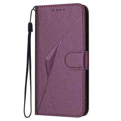 For Samsung Galaxy S25 5G Triangle Pattern Buckle Clasp Leather Phone Case(Dark Purple) - Galaxy S25 5G Cases by PMC Jewellery | Online Shopping South Africa | PMC Jewellery | Buy Now Pay Later Mobicred