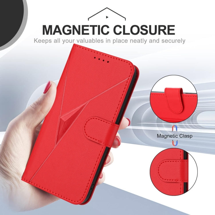For Samsung Galaxy S25+ 5G Triangle Pattern Buckle Clasp Leather Phone Case(Red) - Galaxy S25+ 5G Cases by PMC Jewellery | Online Shopping South Africa | PMC Jewellery | Buy Now Pay Later Mobicred