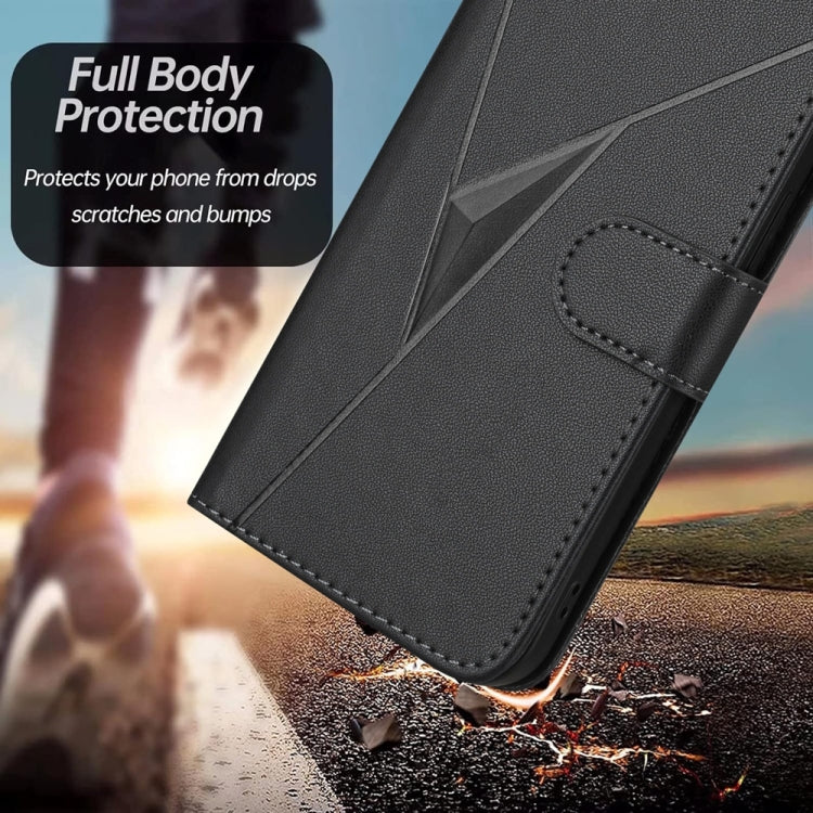 For Samsung Galaxy S25+ 5G Triangle Pattern Buckle Clasp Leather Phone Case(Black) - Galaxy S25+ 5G Cases by PMC Jewellery | Online Shopping South Africa | PMC Jewellery | Buy Now Pay Later Mobicred