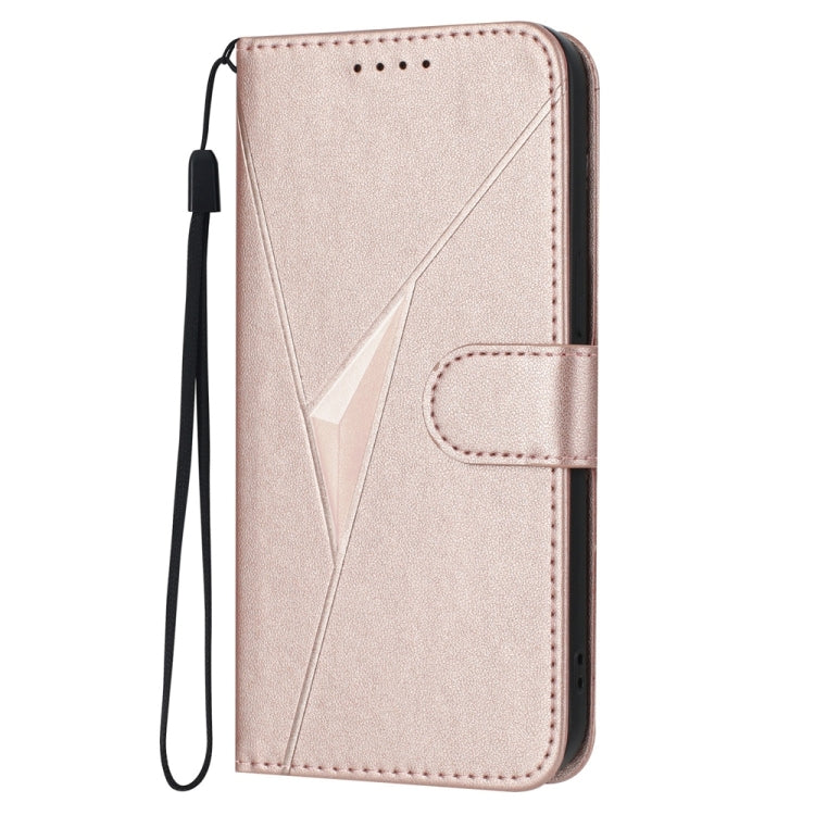 For Samsung Galaxy S25+ 5G Triangle Pattern Buckle Clasp Leather Phone Case(Rose Gold) - Galaxy S25+ 5G Cases by PMC Jewellery | Online Shopping South Africa | PMC Jewellery | Buy Now Pay Later Mobicred