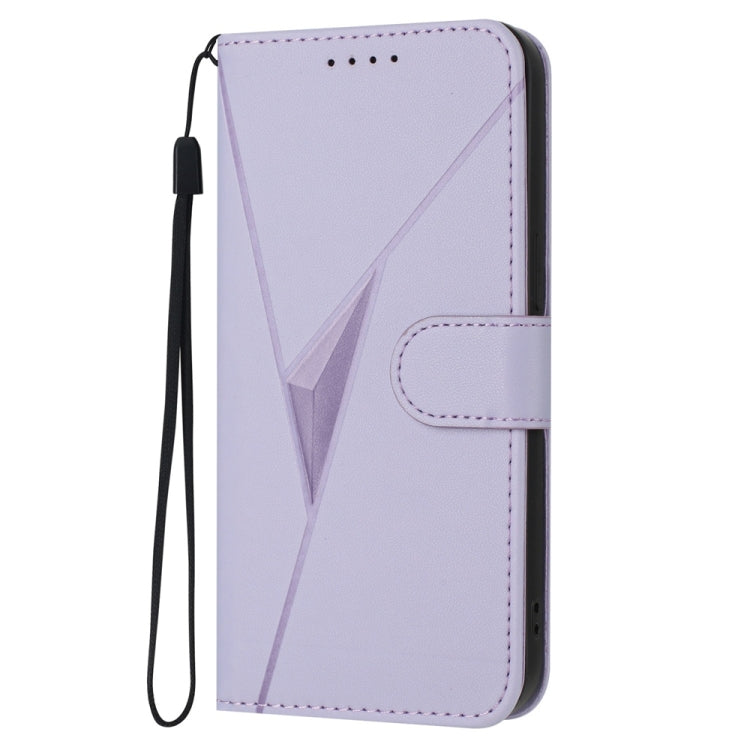 For Samsung Galaxy S25+ 5G Triangle Pattern Buckle Clasp Leather Phone Case(Light Purple) - Galaxy S25+ 5G Cases by PMC Jewellery | Online Shopping South Africa | PMC Jewellery | Buy Now Pay Later Mobicred
