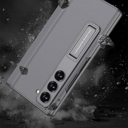 For Samsung Galaxy Z Fold6 GKK Integrated Magnetic Leather Flip Phone Case with Pen Box, Not Included Pen(Grey) - Galaxy Z Fold6 5G Cases by GKK | Online Shopping South Africa | PMC Jewellery | Buy Now Pay Later Mobicred