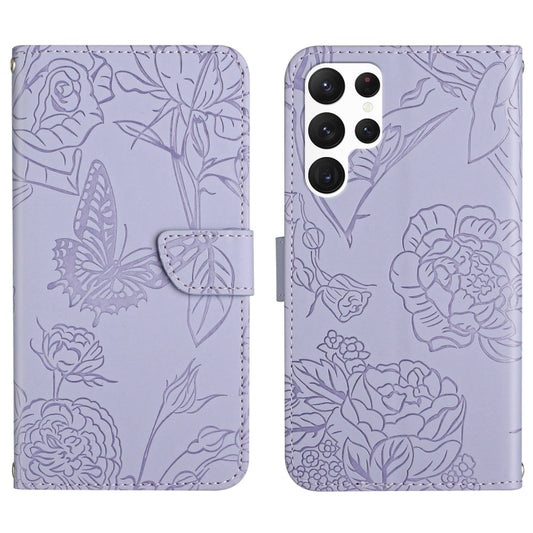 For Samsung Galaxy S25 Ultra 5G Skin Feel Butterfly Embossed Flip Leather Phone Case(Purple) - Galaxy S25 Ultra 5G Cases by PMC Jewellery | Online Shopping South Africa | PMC Jewellery | Buy Now Pay Later Mobicred