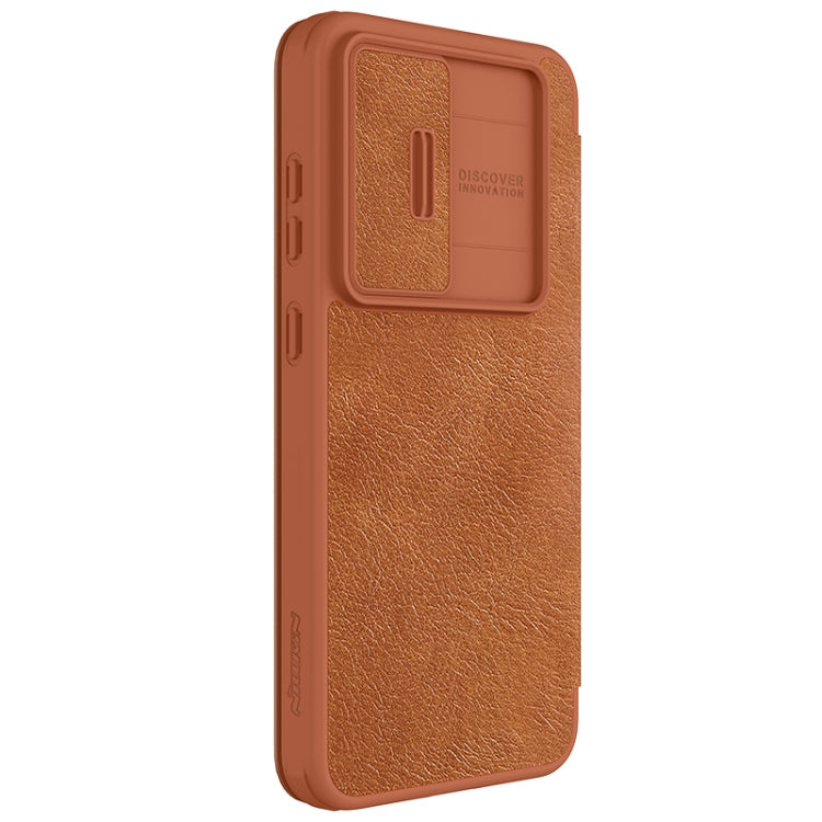 For Samsung Galaxy S24 FE 5G NILLKIN QIN Series Pro Sliding Camera Cover Design Leather Phone Case(Brown) - Galaxy S24 FE 5G Cases by NILLKIN | Online Shopping South Africa | PMC Jewellery | Buy Now Pay Later Mobicred