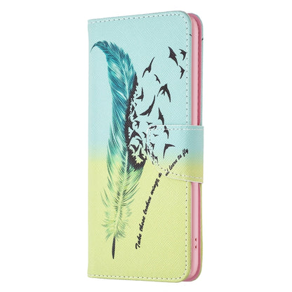 For Samsung Galaxy S25 Ultra 5G Colored Drawing Pattern Leather Phone Case(Feather) - Galaxy S25 Ultra 5G Cases by PMC Jewellery | Online Shopping South Africa | PMC Jewellery | Buy Now Pay Later Mobicred