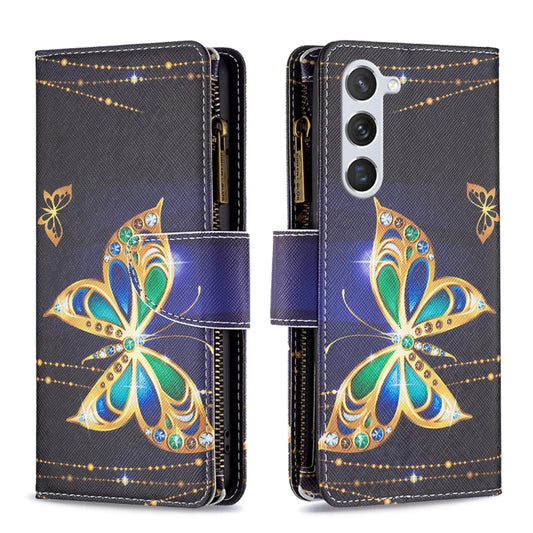 For Samsung Galaxy S25 5G Colored Drawing Pattern Zipper Leather Phone Case(Big Butterfly) - Galaxy S25 5G Cases by PMC Jewellery | Online Shopping South Africa | PMC Jewellery | Buy Now Pay Later Mobicred