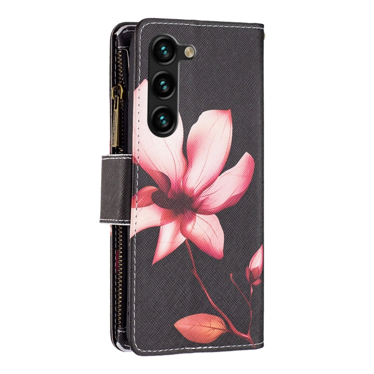 For Samsung Galaxy S25+ 5G Colored Drawing Pattern Zipper Leather Phone Case(Lotus) - Galaxy S25+ 5G Cases by PMC Jewellery | Online Shopping South Africa | PMC Jewellery | Buy Now Pay Later Mobicred