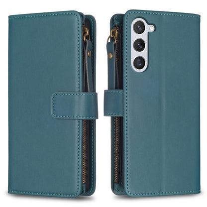 For Samsung Galaxy S25 5G 9 Card Slots Zipper Wallet Leather Flip Phone Case(Green) - Galaxy S25 5G Cases by PMC Jewellery | Online Shopping South Africa | PMC Jewellery | Buy Now Pay Later Mobicred