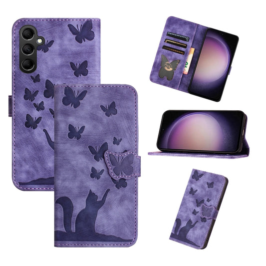 For Samsung Galaxy S25+ 5G Butterfly Cat Embossing Flip Leather Phone Case(Purple) - Galaxy S25+ 5G Cases by PMC Jewellery | Online Shopping South Africa | PMC Jewellery | Buy Now Pay Later Mobicred