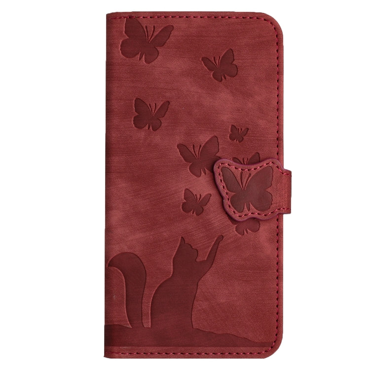 For Samsung Galaxy S25 Ultra 5G Butterfly Cat Embossing Flip Leather Phone Case(Red) - Galaxy S25 Ultra 5G Cases by PMC Jewellery | Online Shopping South Africa | PMC Jewellery | Buy Now Pay Later Mobicred