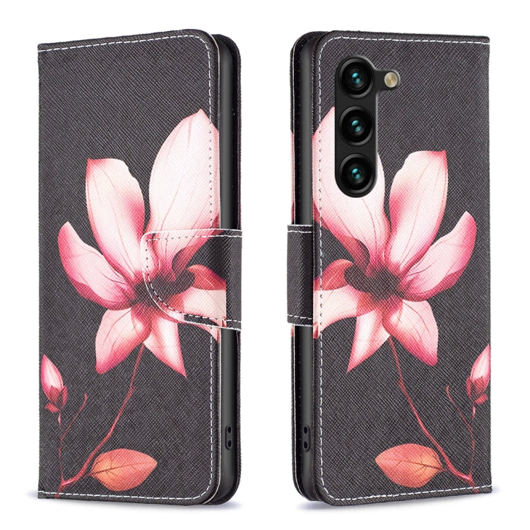 For Samsung Galaxy S25+ 5G Colored Drawing Pattern Leather Phone Case(Lotus) - Galaxy S25+ 5G Tempered Glass by PMC Jewellery | Online Shopping South Africa | PMC Jewellery | Buy Now Pay Later Mobicred