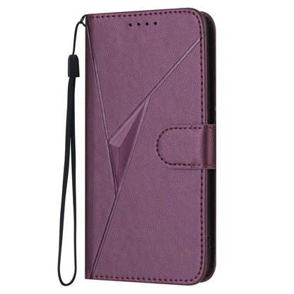 For Motorola Edge 5G 2024 Triangle Pattern Buckle Clasp Leather Phone Case(Dark Purple) - Motorola Cases by PMC Jewellery | Online Shopping South Africa | PMC Jewellery | Buy Now Pay Later Mobicred