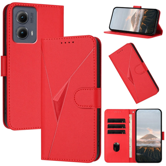 For Motorola Edge 5G 2024 Triangle Pattern Buckle Clasp Leather Phone Case(Red) - Motorola Cases by PMC Jewellery | Online Shopping South Africa | PMC Jewellery | Buy Now Pay Later Mobicred