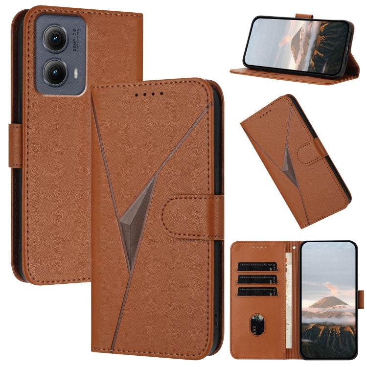 For Motorola Edge 5G 2024 Triangle Pattern Buckle Clasp Leather Phone Case(Brown) - Motorola Cases by PMC Jewellery | Online Shopping South Africa | PMC Jewellery | Buy Now Pay Later Mobicred